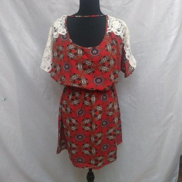 New Blouse shirt dress with lace sleeves size M